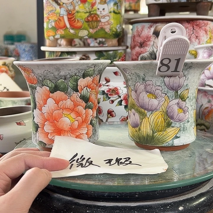 景德镇手绘花盆满38包邮