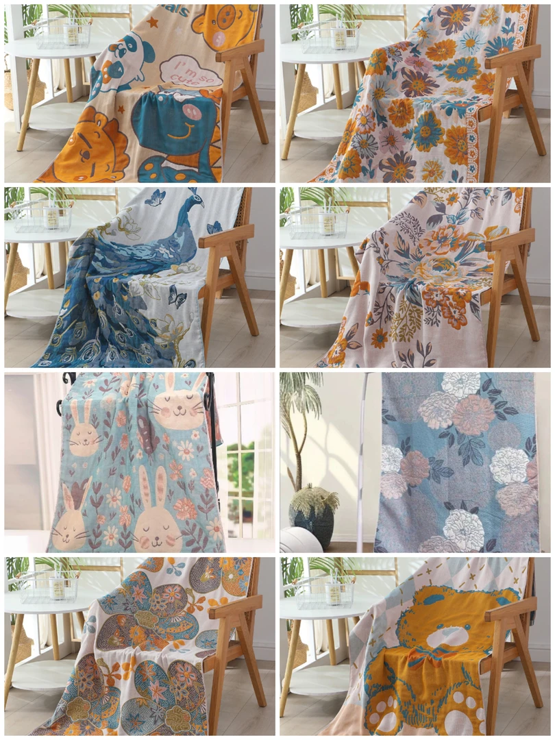 精品纱布浴巾80*160-花型随机