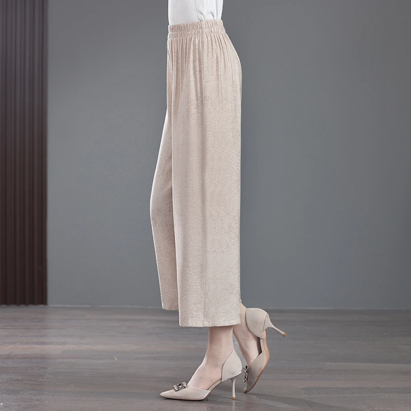 常规纯色阔腿裤长裤常规款休闲裤高腰民族风中国风九分裤夏季