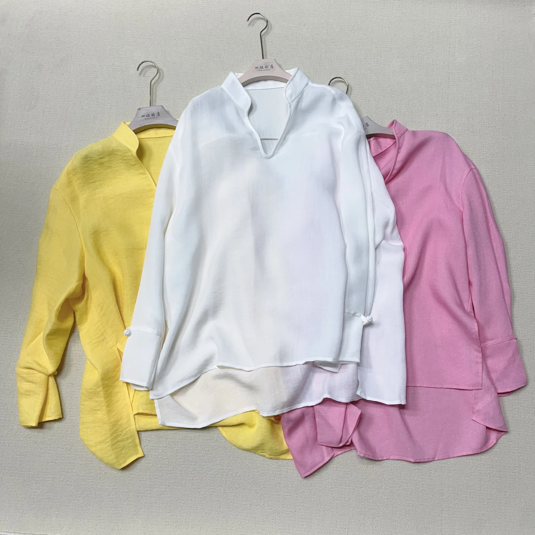 【四姐家】鸡心领加大版长袖衬衣 24106
