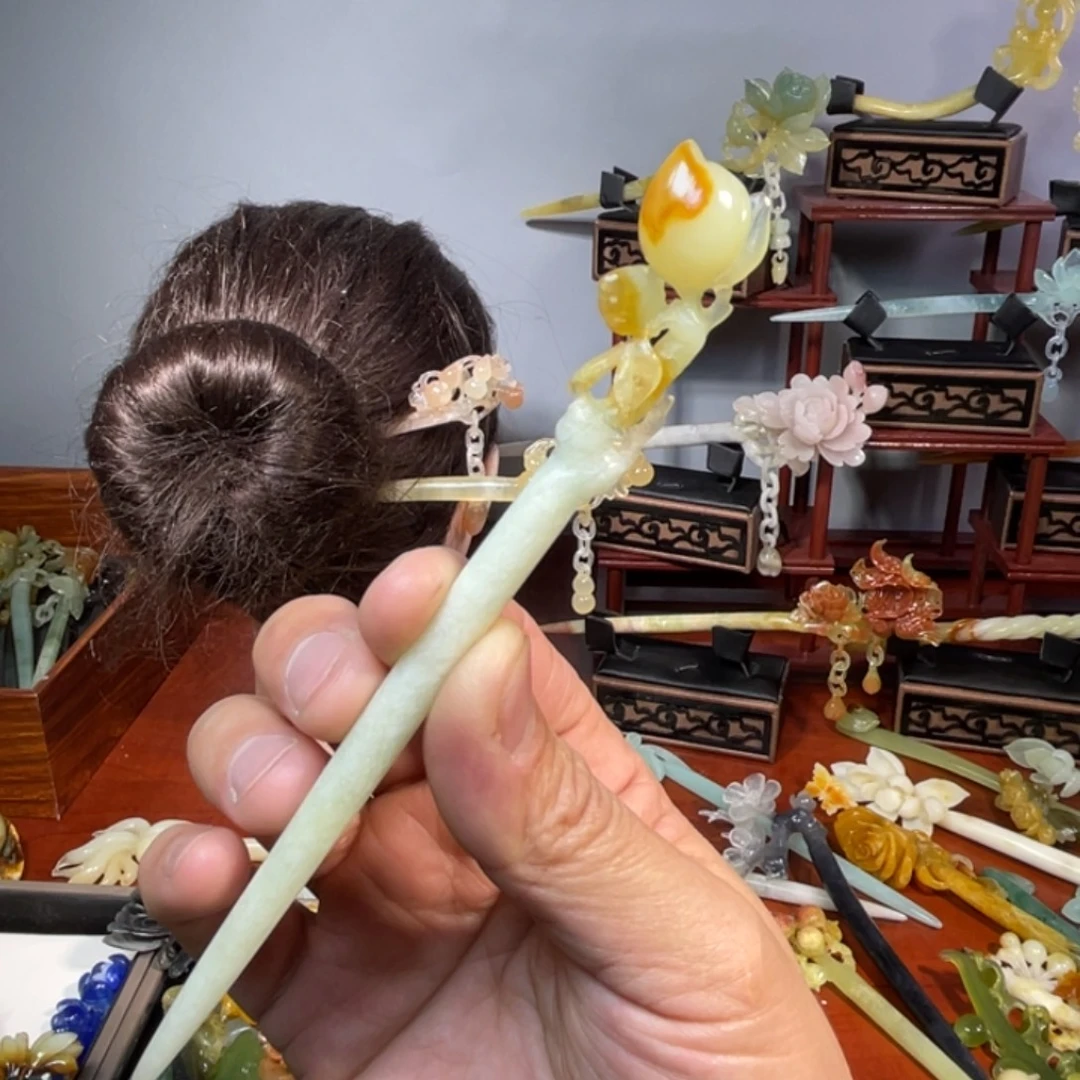 蛇纹石玉合金发饰