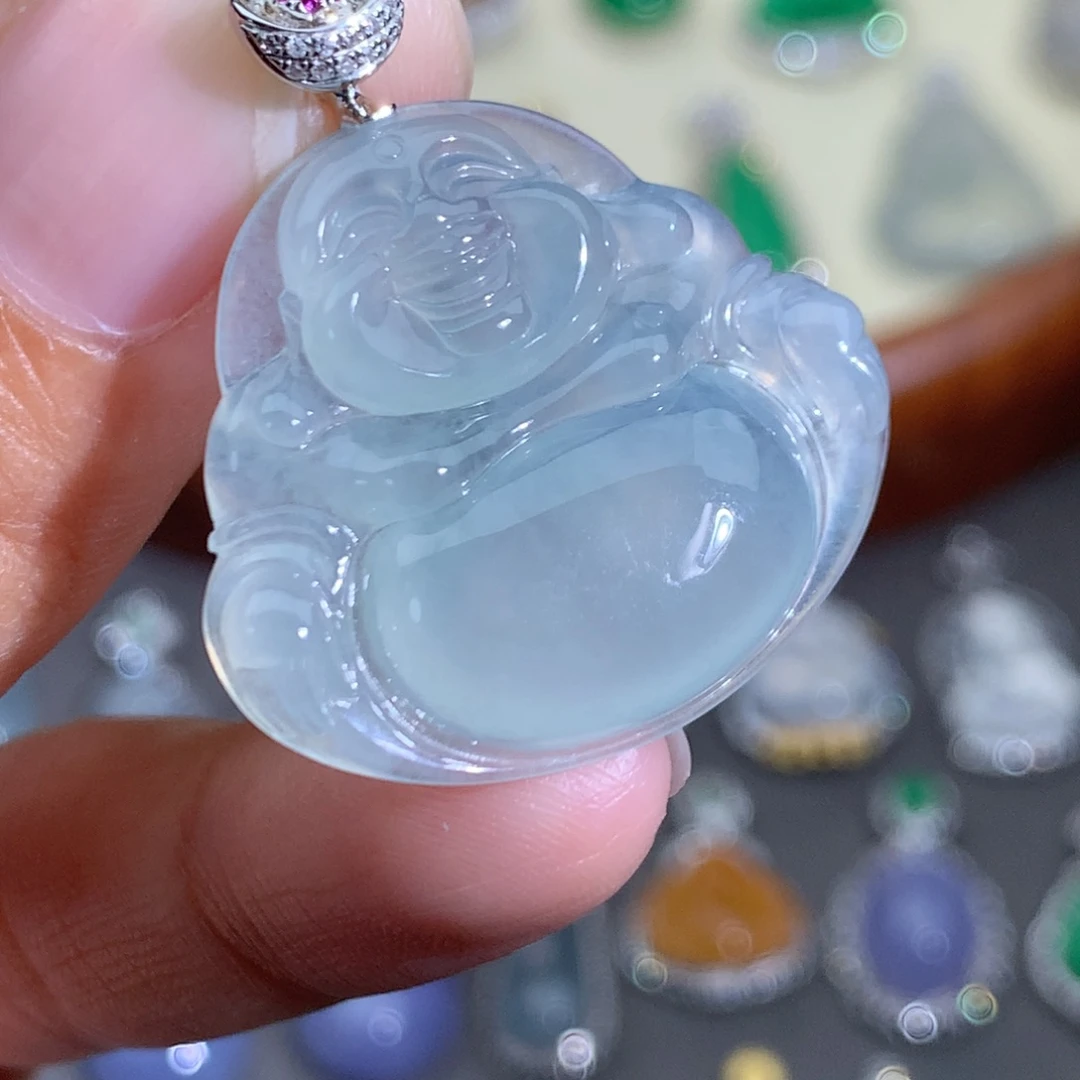 翡翠18K金镶嵌吊坠(不含链)佛公