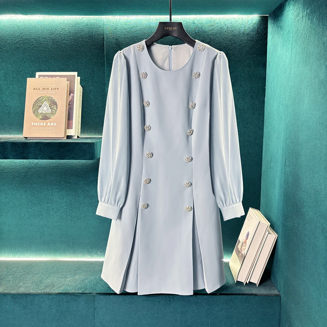 新款职业通勤西装裙圆领长袖A字裙E031121