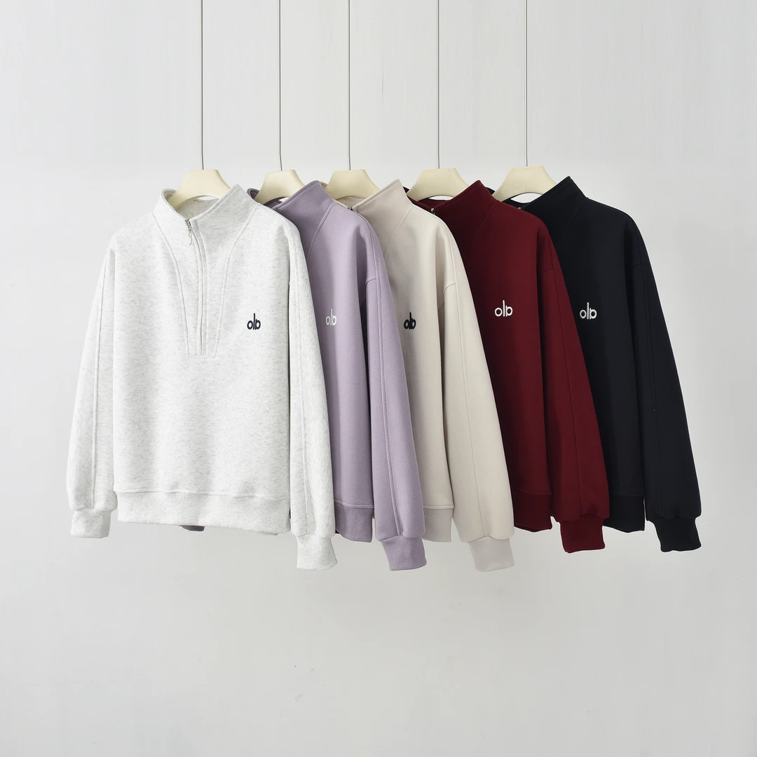 2025秋季新款拉链立领卫衣女款字母刺绣舒适宽松休闲潮流百搭321