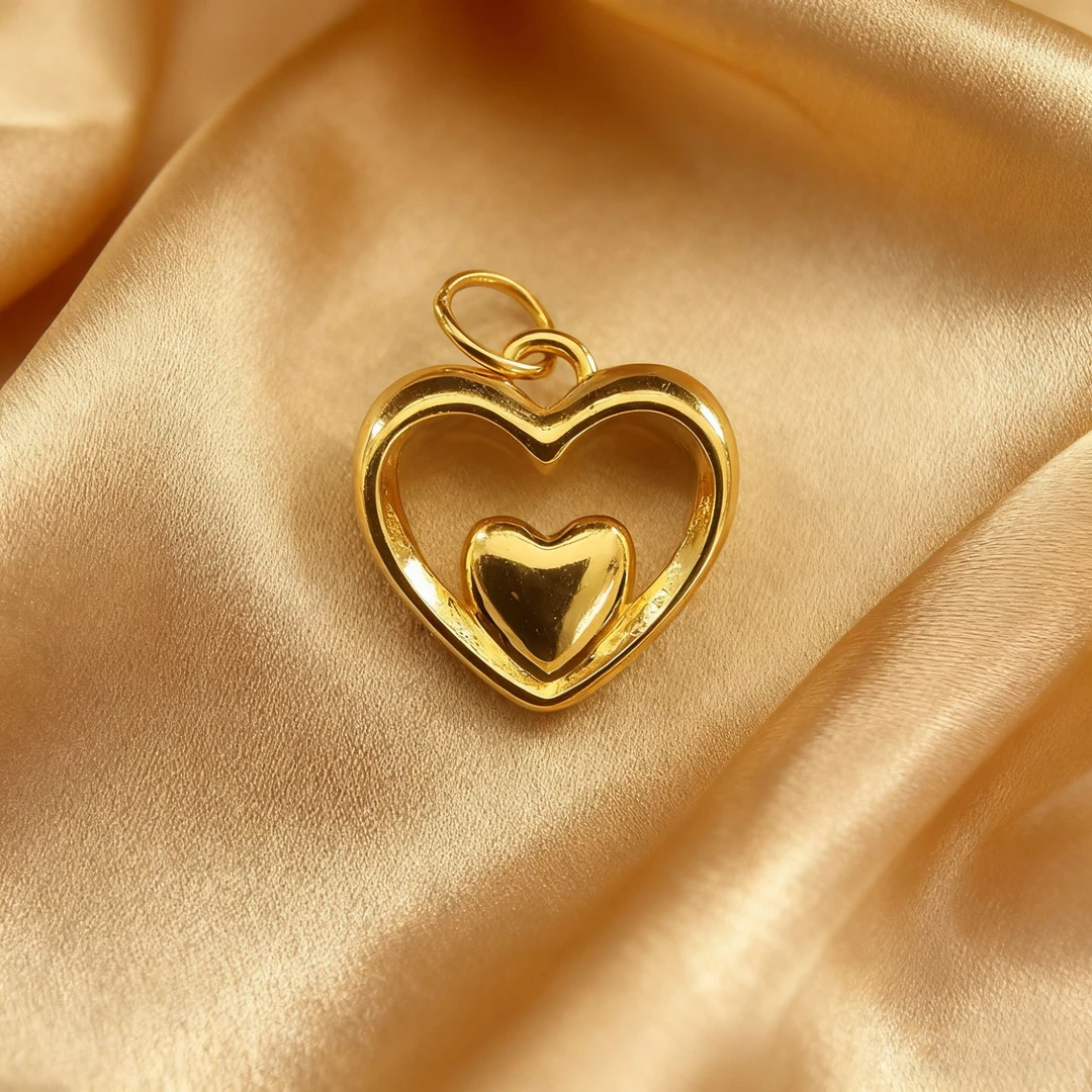 【黄金】足金999心心相印坠素金 圆环 5D工艺CY169