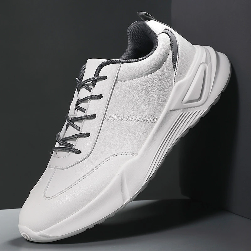 秋季新款潮流小白鞋47特大码板鞋46皮面厚底休闲运动鞋男鞋45