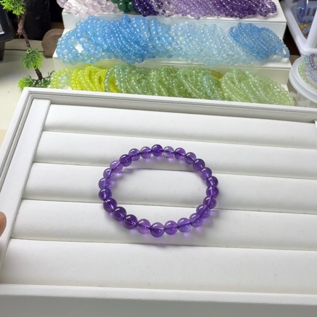 ⁺***₊水晶手串未镶嵌紫晶7咪拍十次合一单