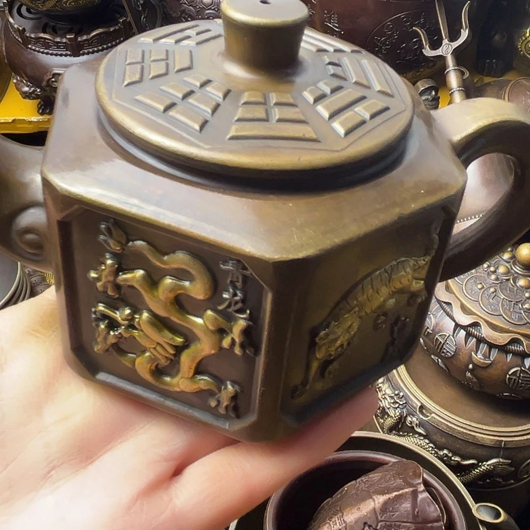 原矿风磨铜精雕摆件