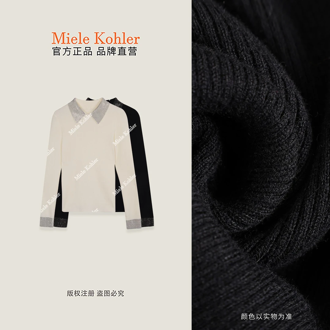 【织女星】冬季Polo领烫钻薄款毛衣针织衫MKAD20A31【澳门小源同款】