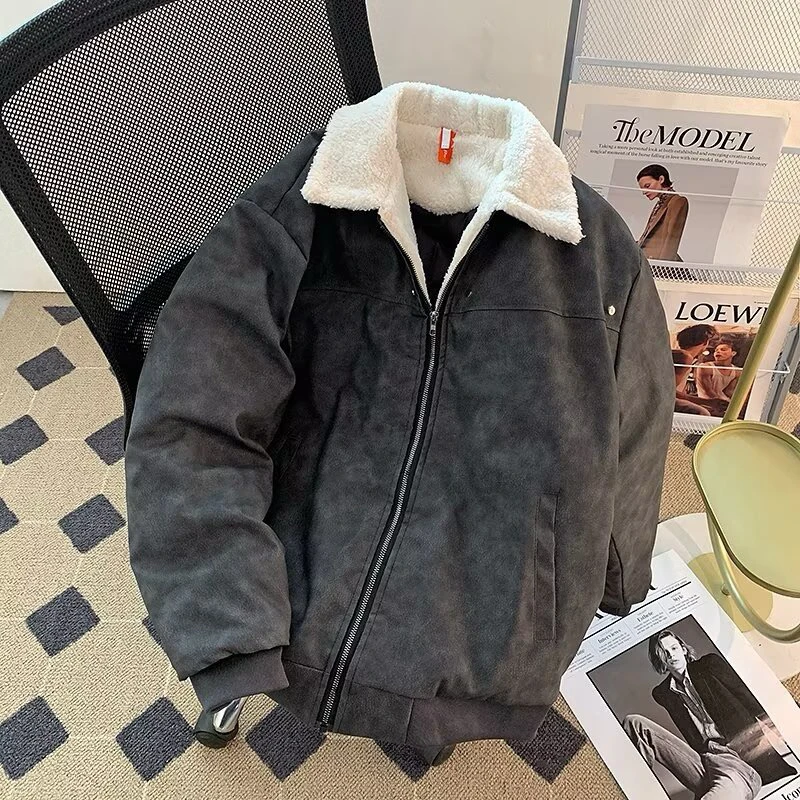 羊羔毛工装外套加绒