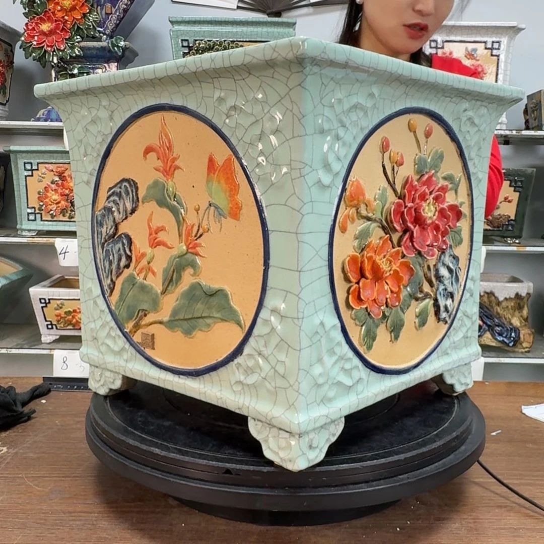 红陶勇石湾盆468