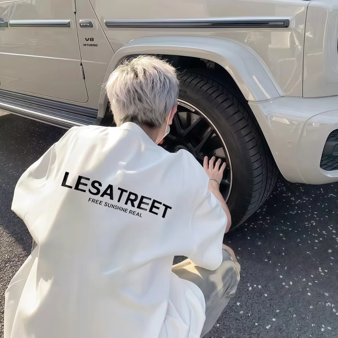 【重磅纯棉】美式潮牌T恤男短袖2025新款夏季高街字母宽松半袖上衣