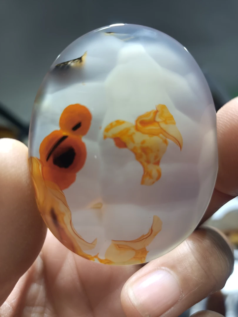 天然玛瑙玉髓意境牌子～杨过与雕