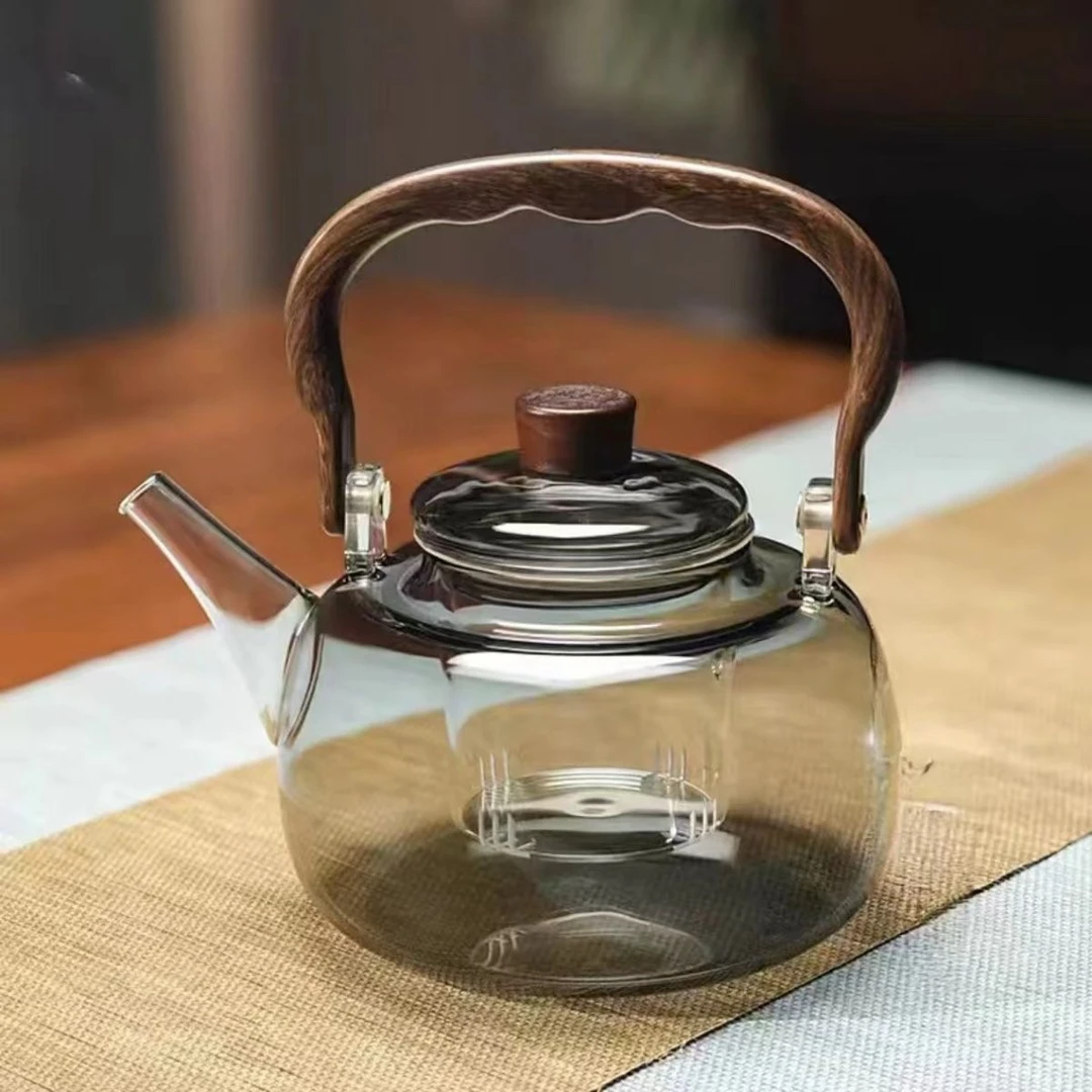 加厚提梁壶明火烧水围炉泡电陶炉家用玻璃茶水分离泡茶壶耐热茶具