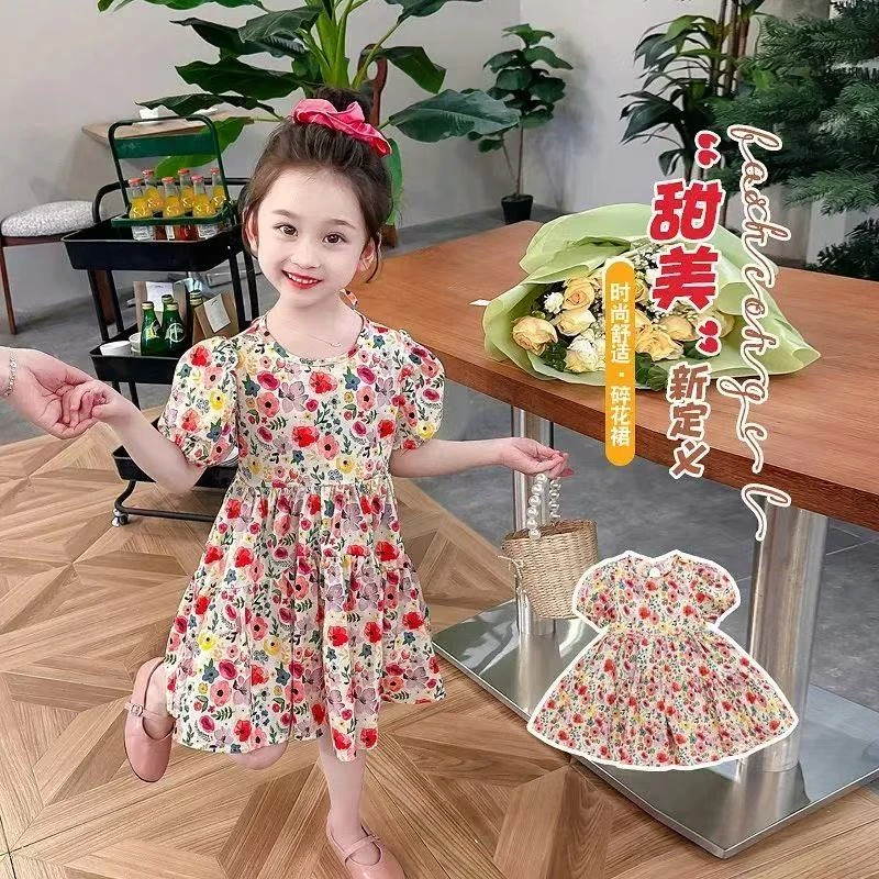 2025新款儿童女童连衣裙2碎花裙子森系夏装洋气小女孩公主裙可爱
