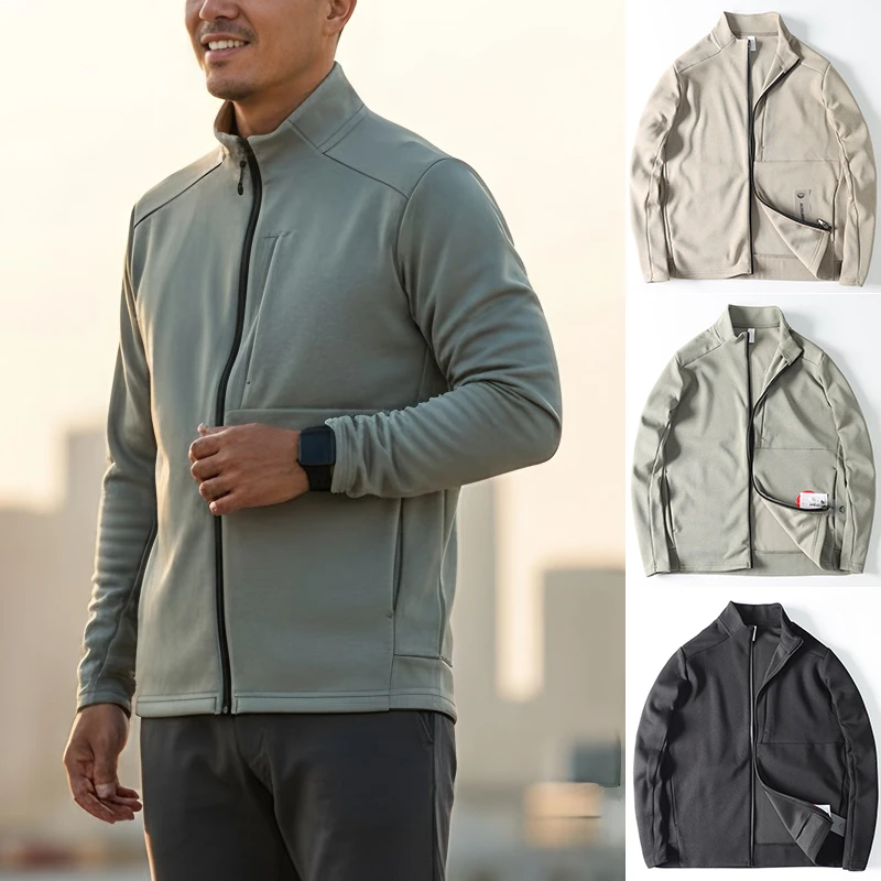 意式运动400g双面织空气棉弹力秋季男士商旅综训休闲立领夹克外套