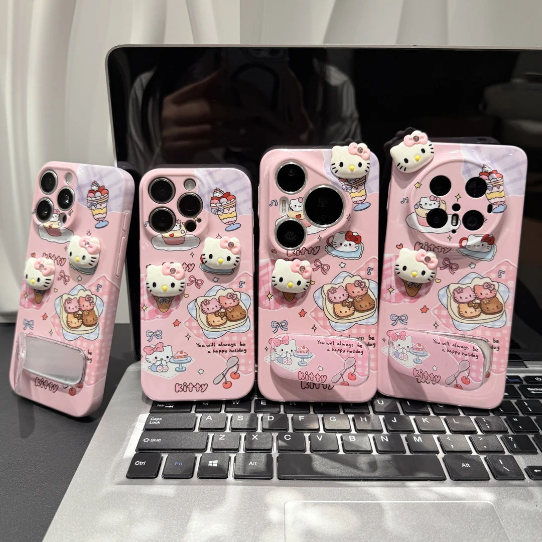 甜品可爱猫支架适用苹果/华为/荣耀/OPPO/VIVO/小米手机壳防摔