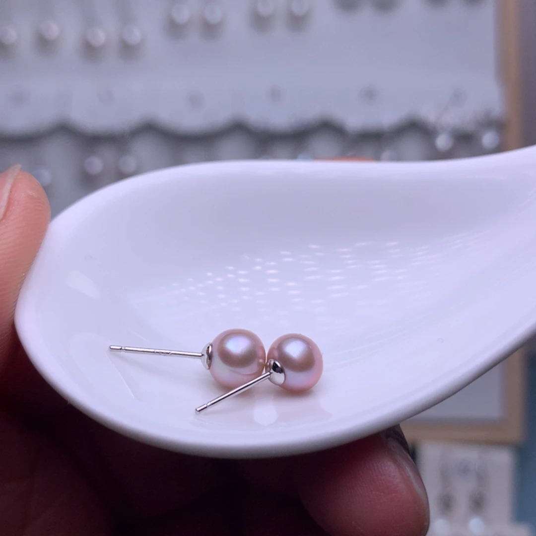 银S925镶嵌耳饰淡水珍珠