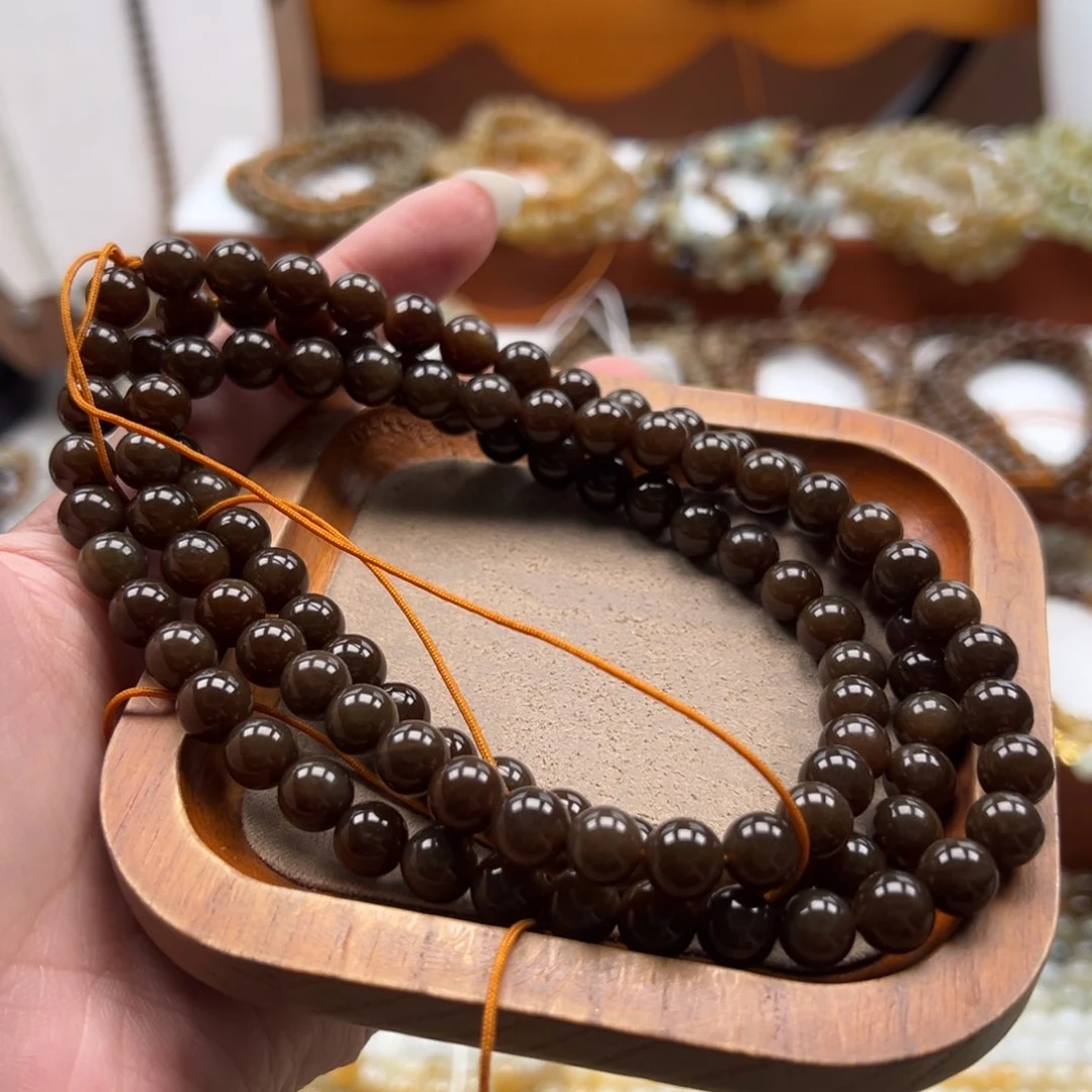 毛衣链未镶嵌和田玉珠串8mm