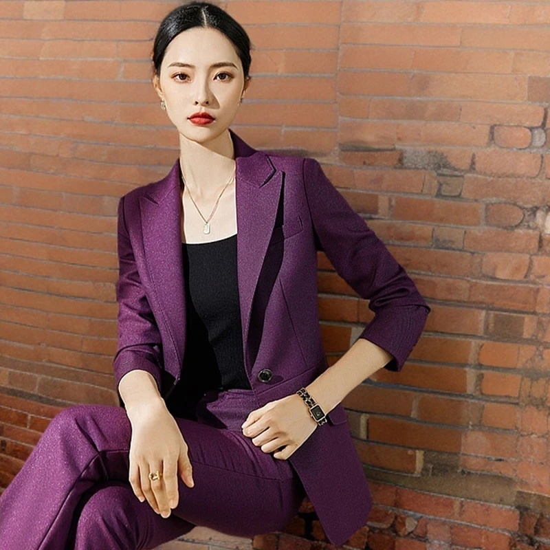 高级感轻奢秋冬新款女气质女神范修身显瘦职业正装工作服西装套装