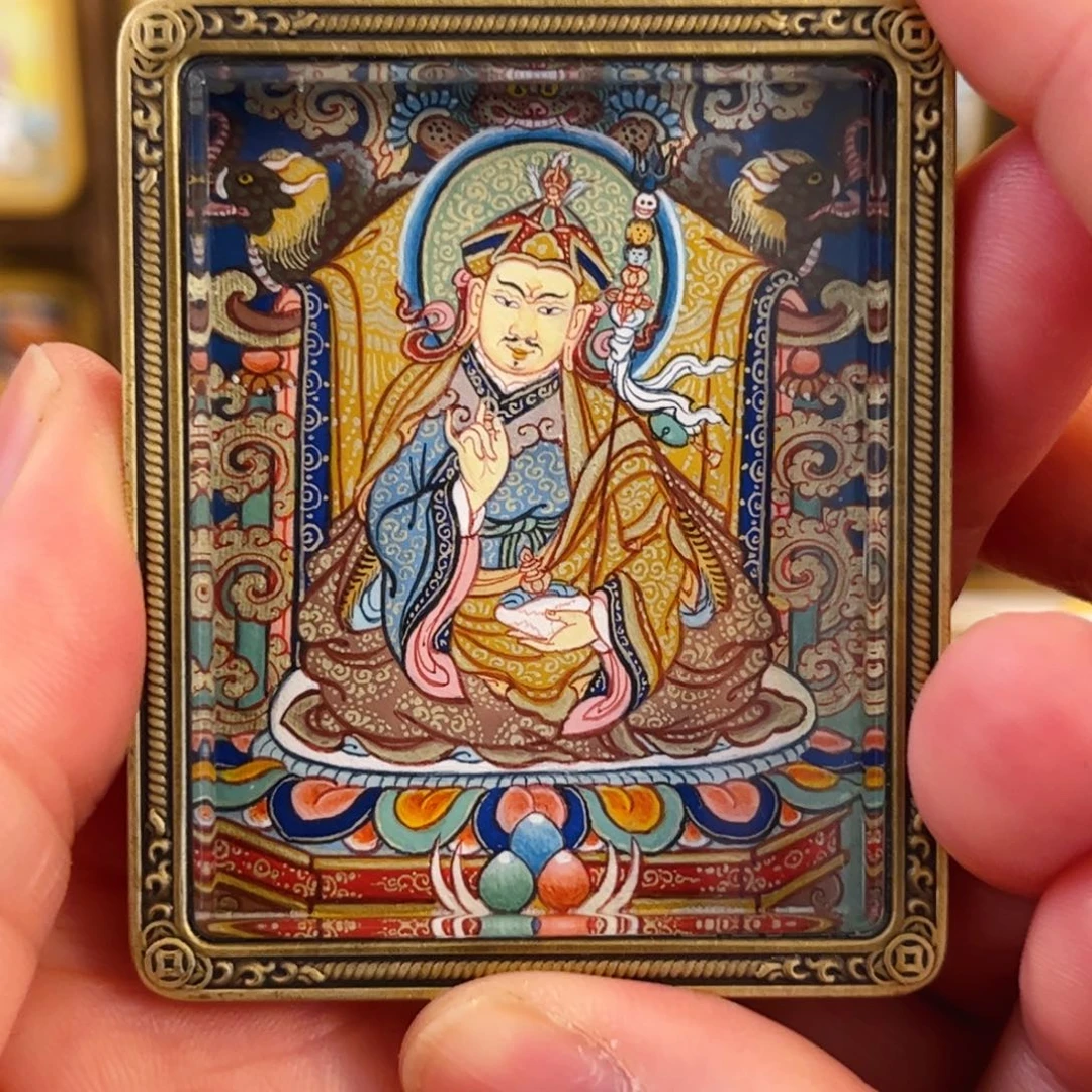 吊坠青海热贡手绘莲花生