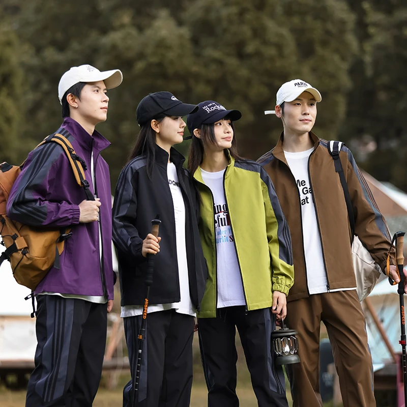 尊圻运动套装情侣款春秋韩版潮流休闲夹克晨练晨跑修身套装D02