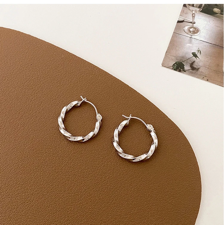 足银耳饰 银琢小素圈【足银990】时尚精美耳饰