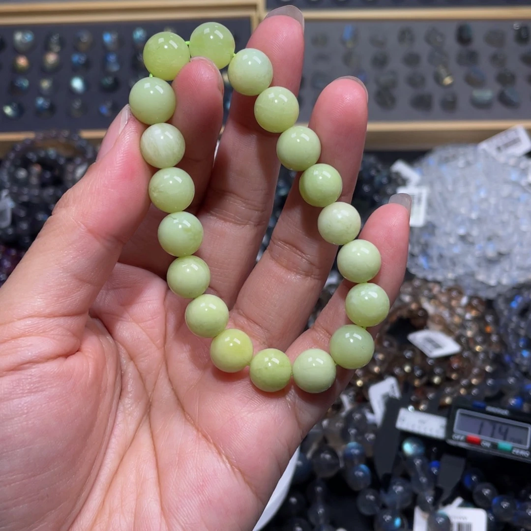 水晶手链未镶嵌岫玉青提手链10m