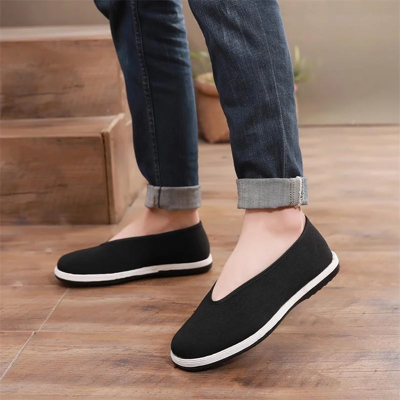 老北京布鞋男单鞋圆口老头鞋千层底男鞋春秋季中老年爸爸鞋休闲鞋