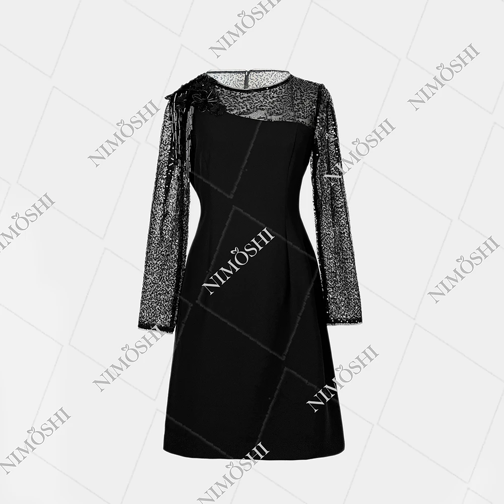 NIMðSHI【达妮】新款时尚轻奢小众镶钻气质显瘦款连衣裙女Q1036