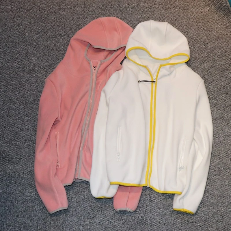 包边拉链绒面纯色外套女装时尚长袖休闲连帽秋冬女款上衣