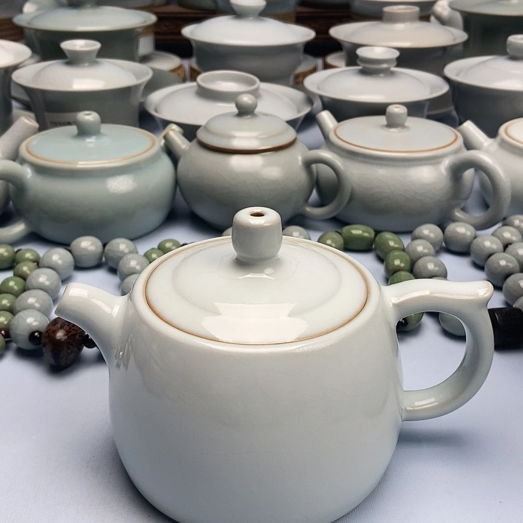 杯微微瑕月白釉井栏壶原矿原釉原产地