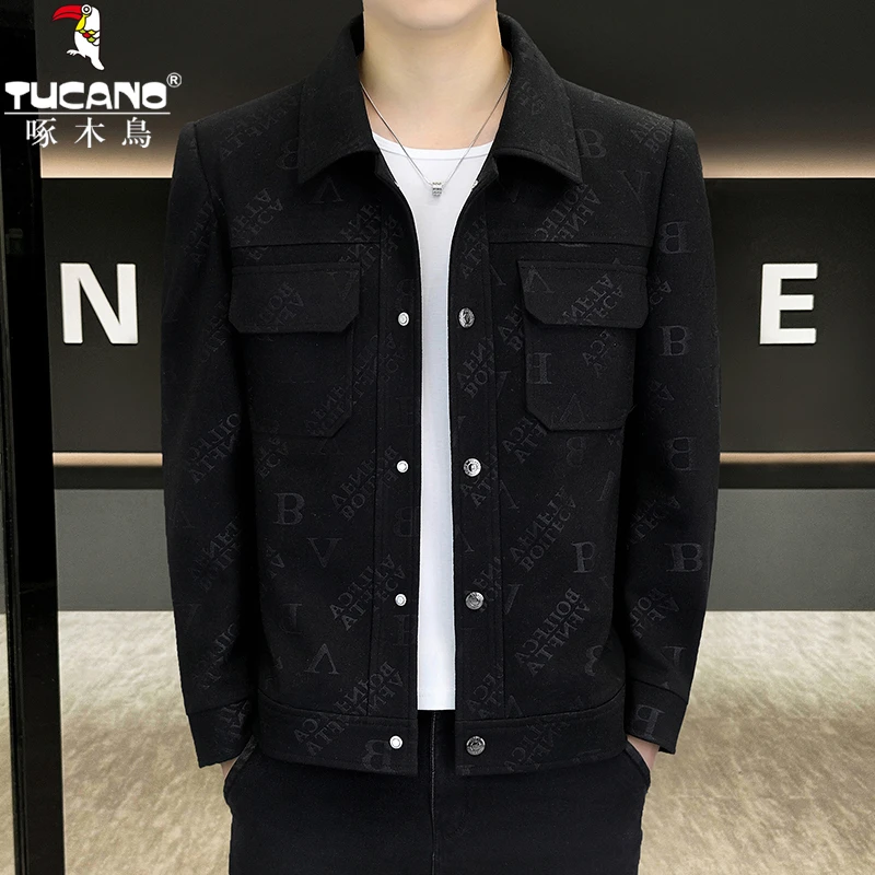 TUCANO/啄木鳥春季新款提花翻领夹克休闲工装韩版外套男时尚褂子