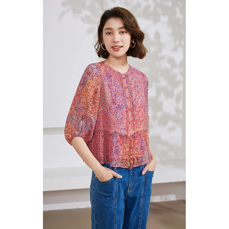 【专利款】Gowani/乔万尼100%桑蚕丝衬衫减龄设计上衣EM2C880