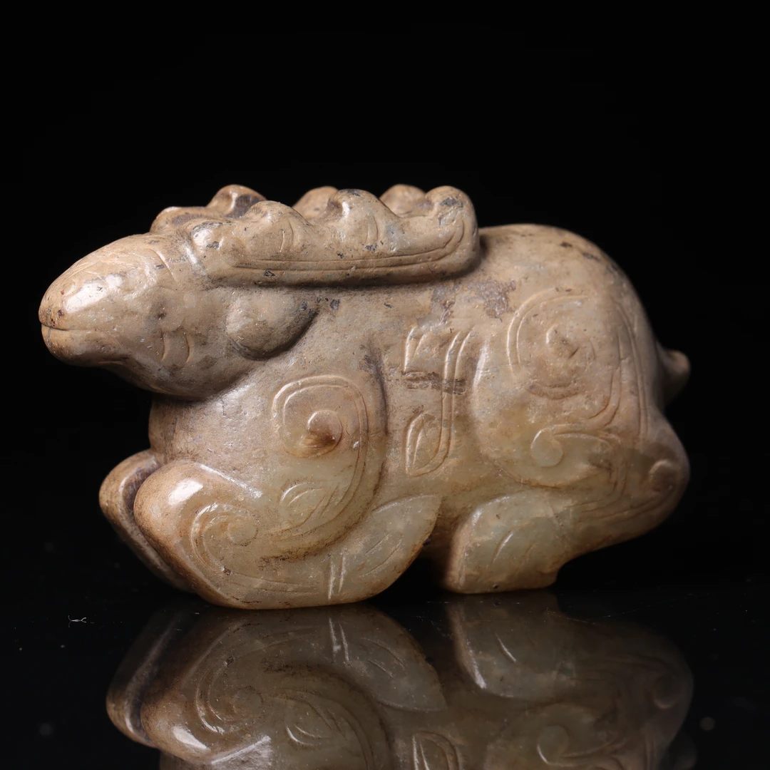 明代和田玉玉鹿花件-LM