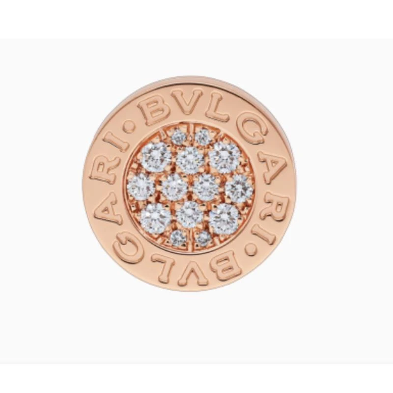 99新 BVLGARI/宝格丽 18k玫瑰金满钻小圆饼耳钉