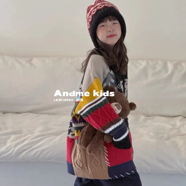 【C TING】2024冬季新款韩版设计师亲子装童装重工针织毛衣-855
