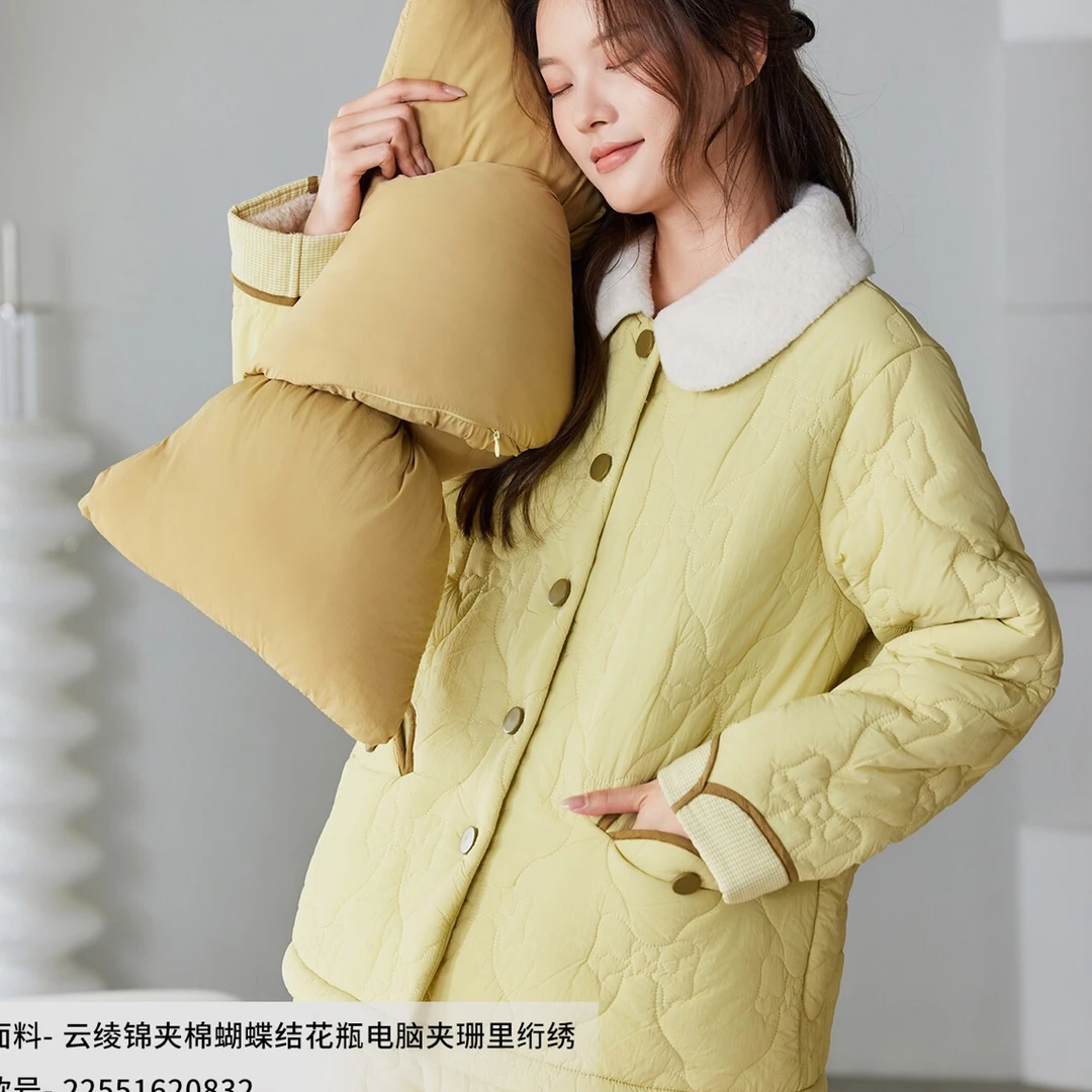 妮可雅冬季新款三层夹棉可外穿家居服20832