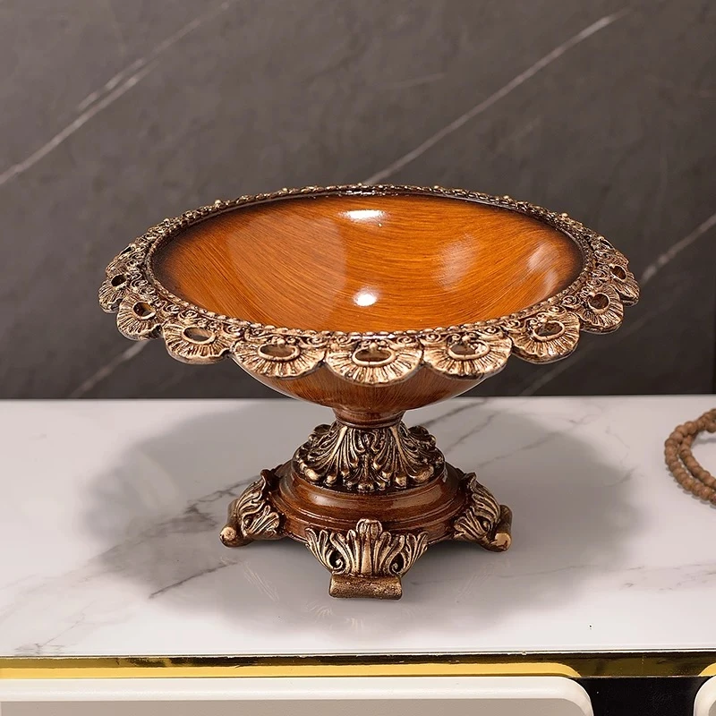 北欧式轻奢复古怀旧高档新中式高脚大气水果盘摆件装饰品客厅餐桌