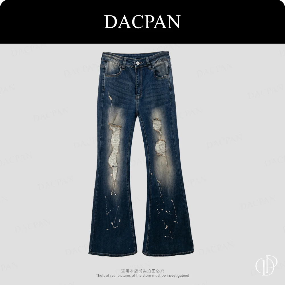 DACPAN-“巴洛幻想”磨破喷漆微喇牛仔裤 2025/盼·PP 7386