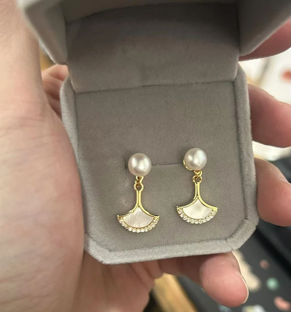 FLE004淡水中国风玫瑰同款珍珠耳钉