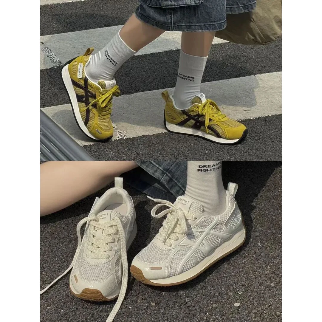 女鞋2025新款厚底阿甘鞋女网面透气时尚百搭休闲运动跑步鞋