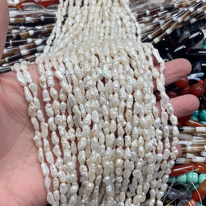 玛瑙/玉髓珠宝半成品未镶嵌一条5x8mm巴洛克珍珠