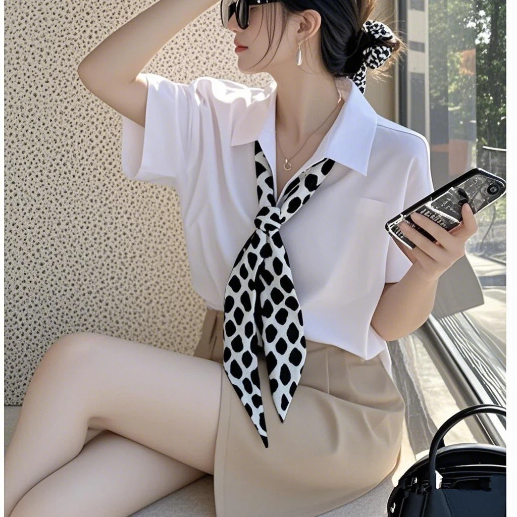 2025夏季新款爆款超好看独特漂亮洋气设计感粉色领结短袖衬衫女夏