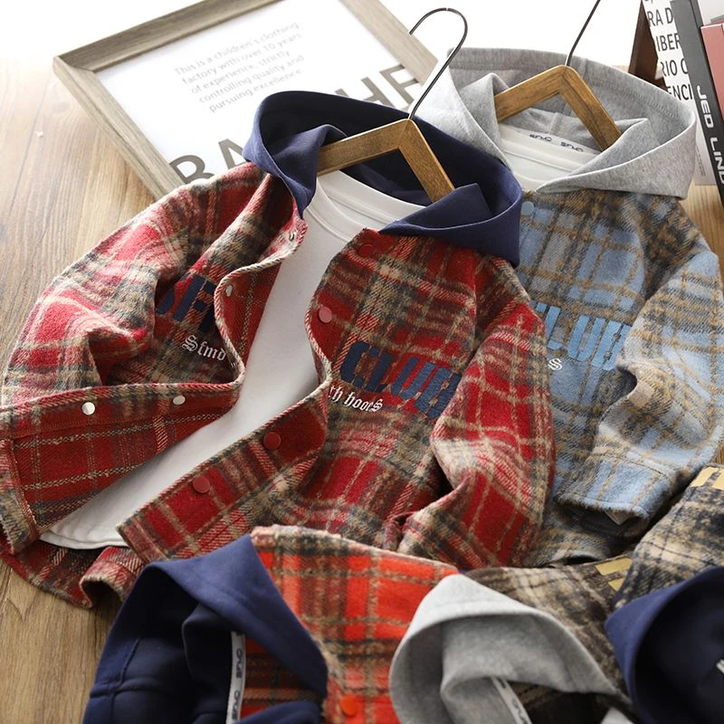 男童外套春秋新款儿童格子休闲长袖衬衫中大童韩版洋气春季长袖