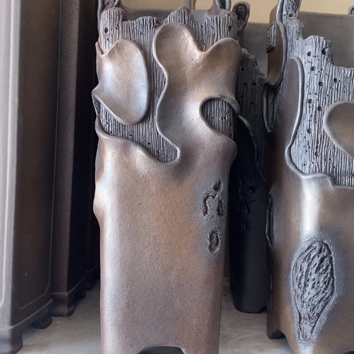 宜兴紫砂花盆四方