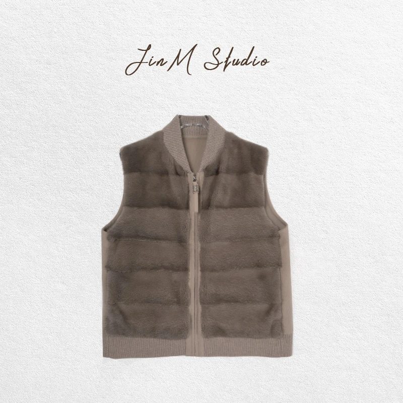 Jinmstudio丨【银质貂感】芬兰进口水貂双面呢马甲602501A5746