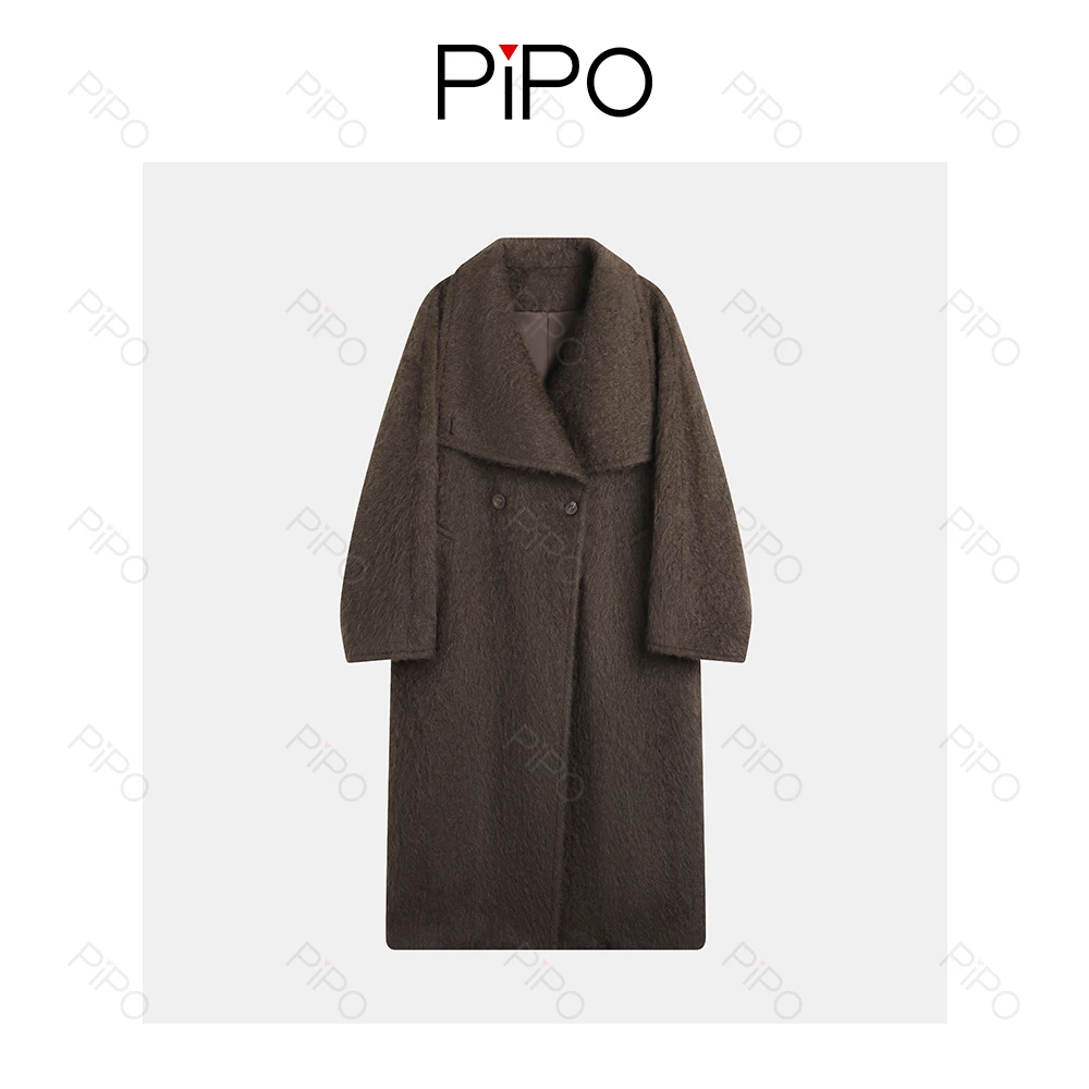 PIPO牦牛绒牦牛毛纯手工双面呢女士通勤百搭时尚外套大衣AD53A091