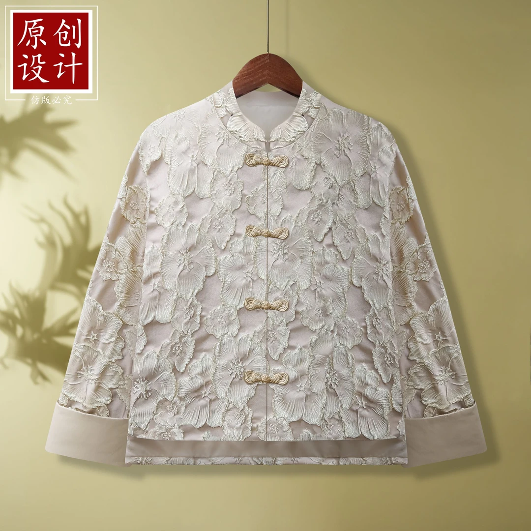 2606-33新中式国风盘扣印花休闲上衣