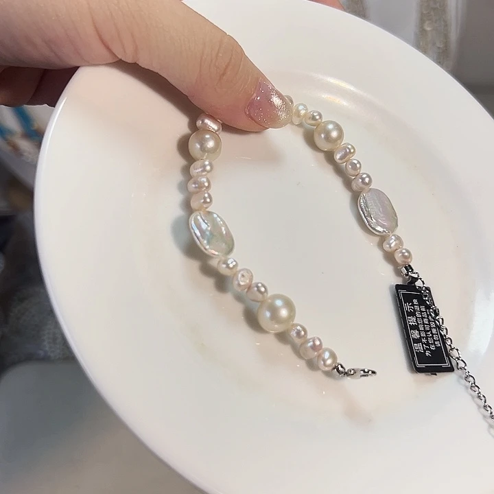 银S925镶嵌淡水珍珠设计款天然淡水珍珠